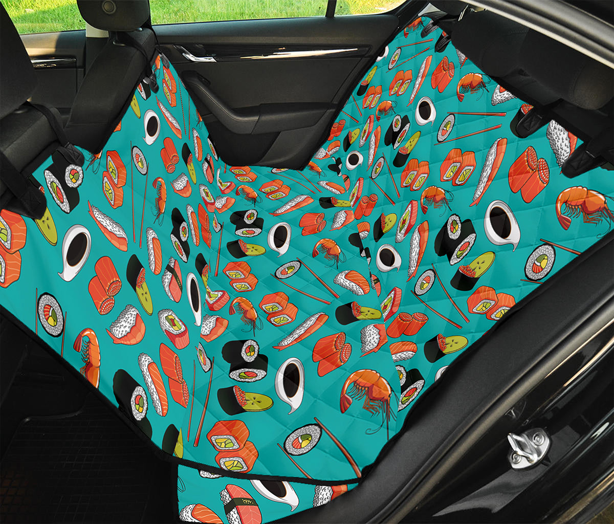 Japanese Sushi And Rolls Pattern Print Pet Car Back Seat Cover