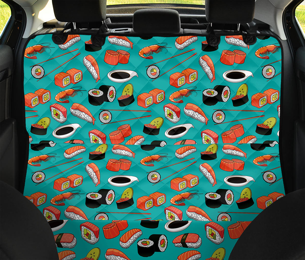 Japanese Sushi And Rolls Pattern Print Pet Car Back Seat Cover