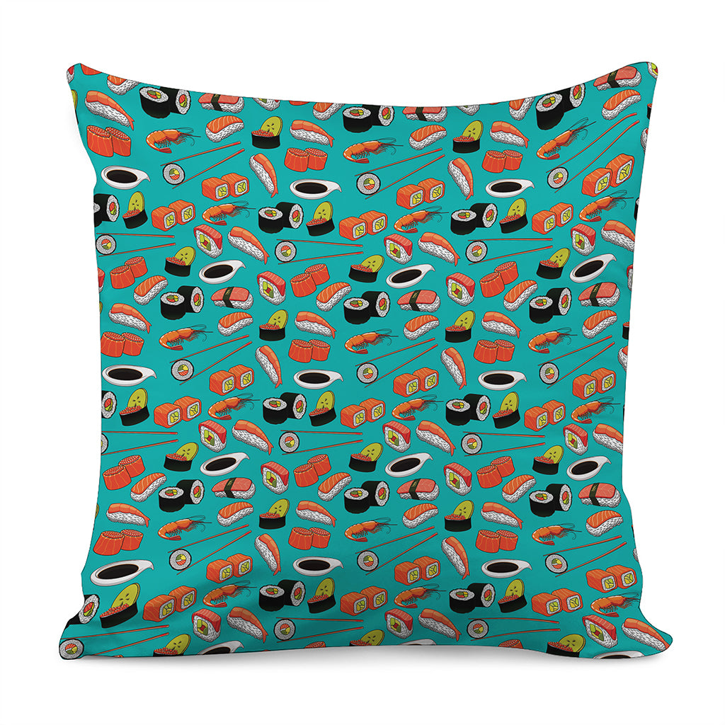 Japanese Sushi And Rolls Pattern Print Pillow Cover