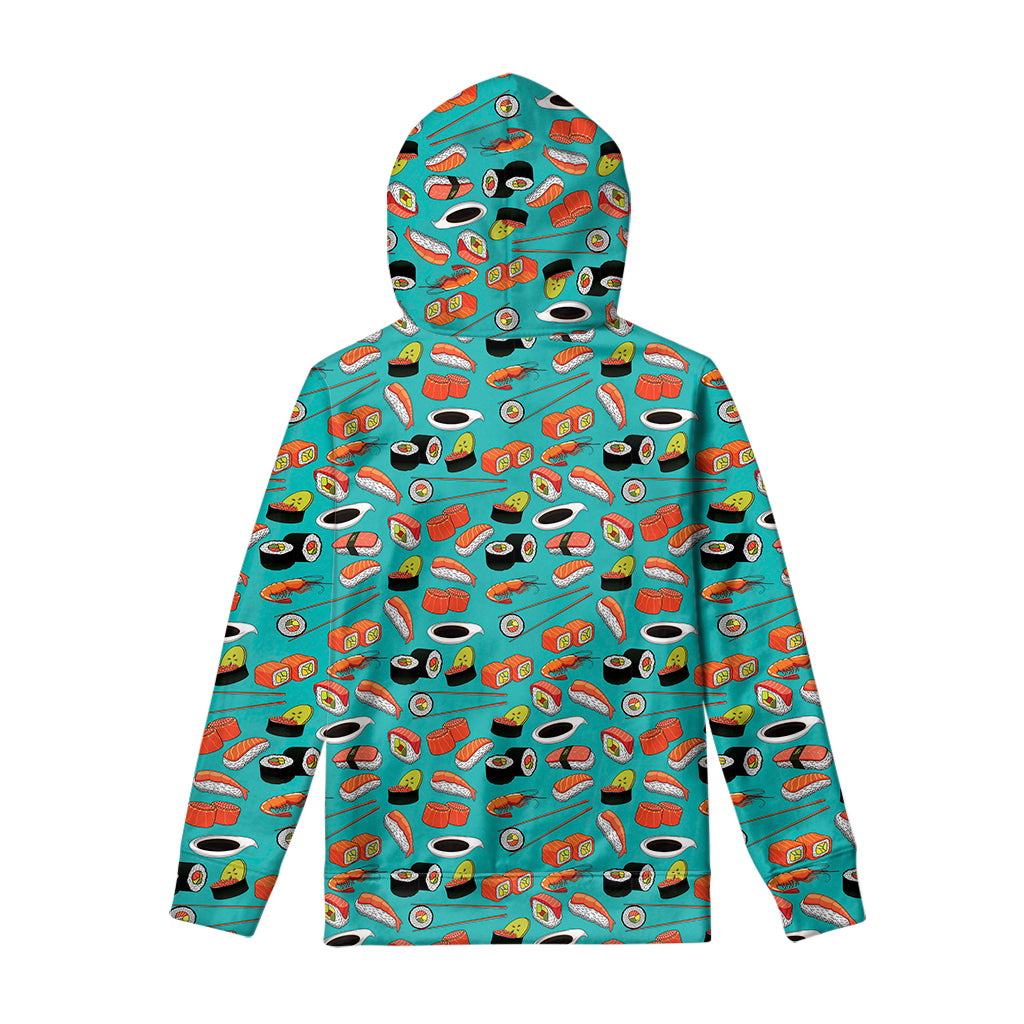 Japanese Sushi And Rolls Pattern Print Pullover Hoodie