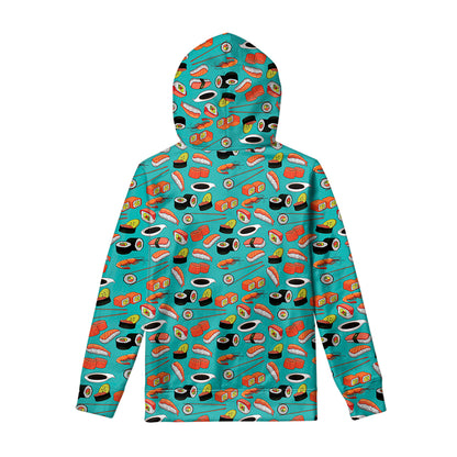Japanese Sushi And Rolls Pattern Print Pullover Hoodie