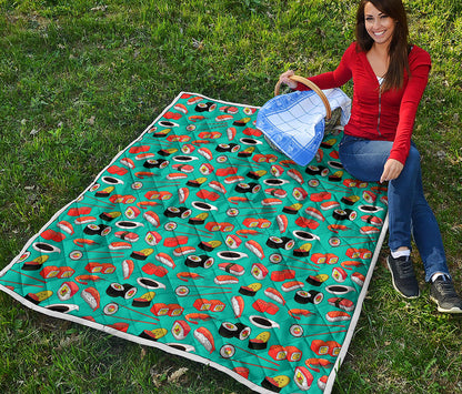 Japanese Sushi And Rolls Pattern Print Quilt