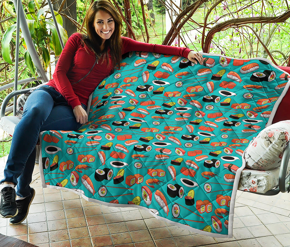Japanese Sushi And Rolls Pattern Print Quilt