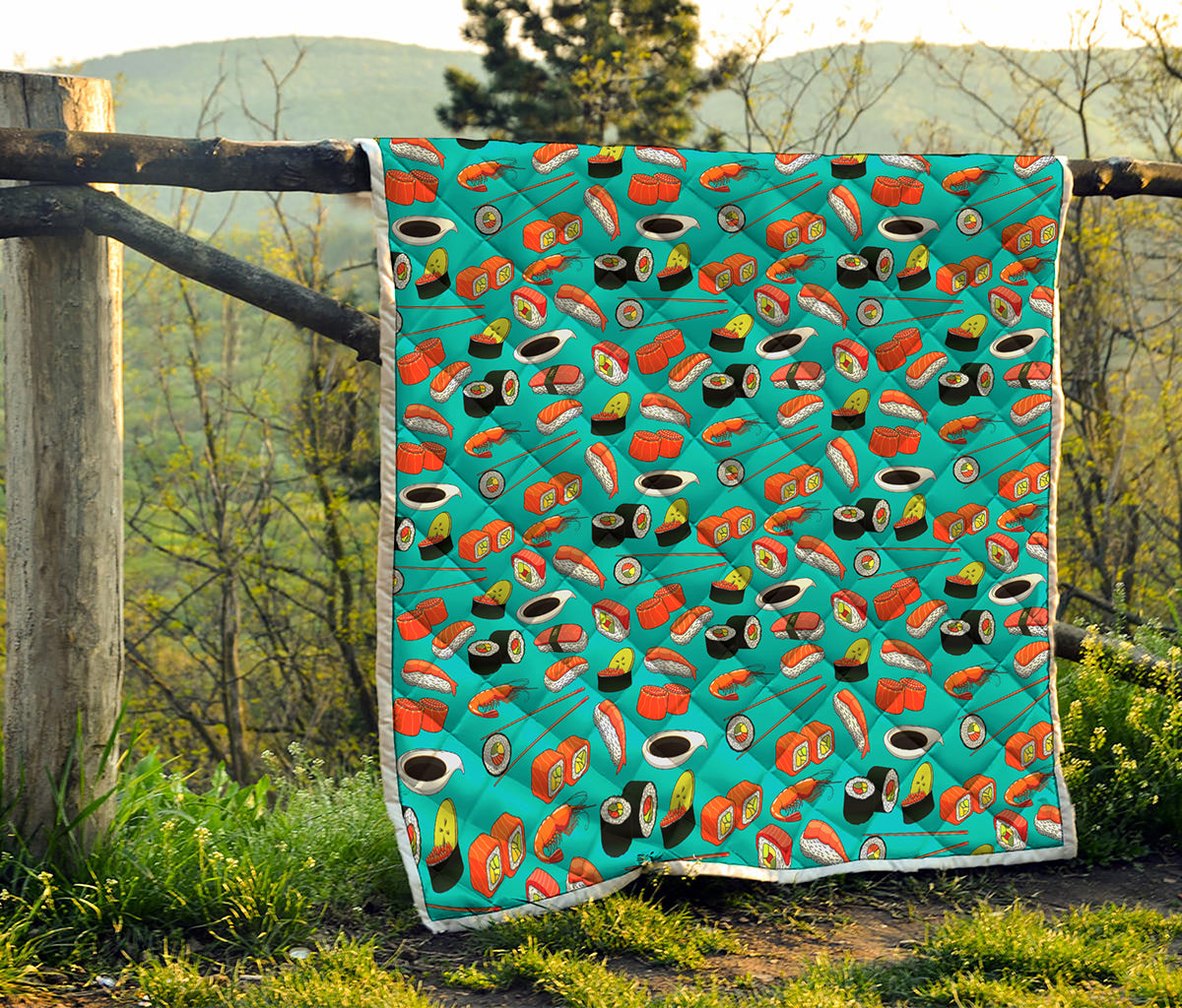 Japanese Sushi And Rolls Pattern Print Quilt