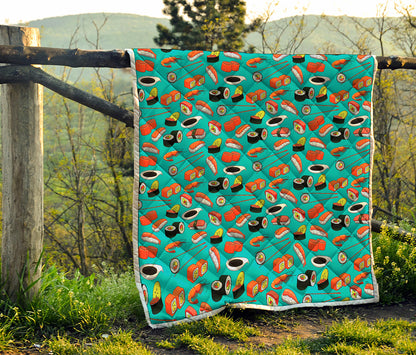 Japanese Sushi And Rolls Pattern Print Quilt