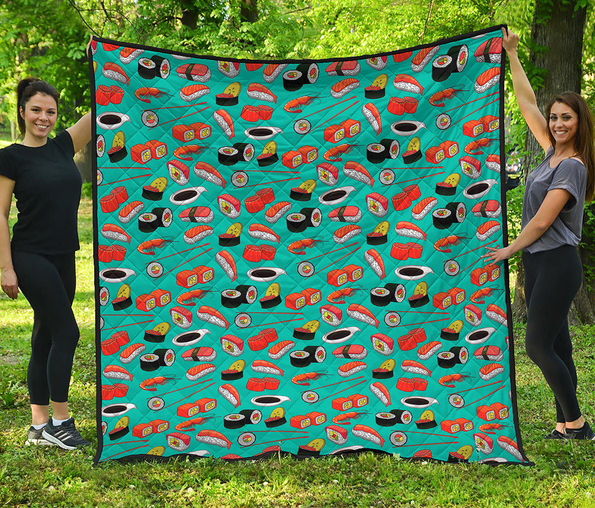 Japanese Sushi And Rolls Pattern Print Quilt