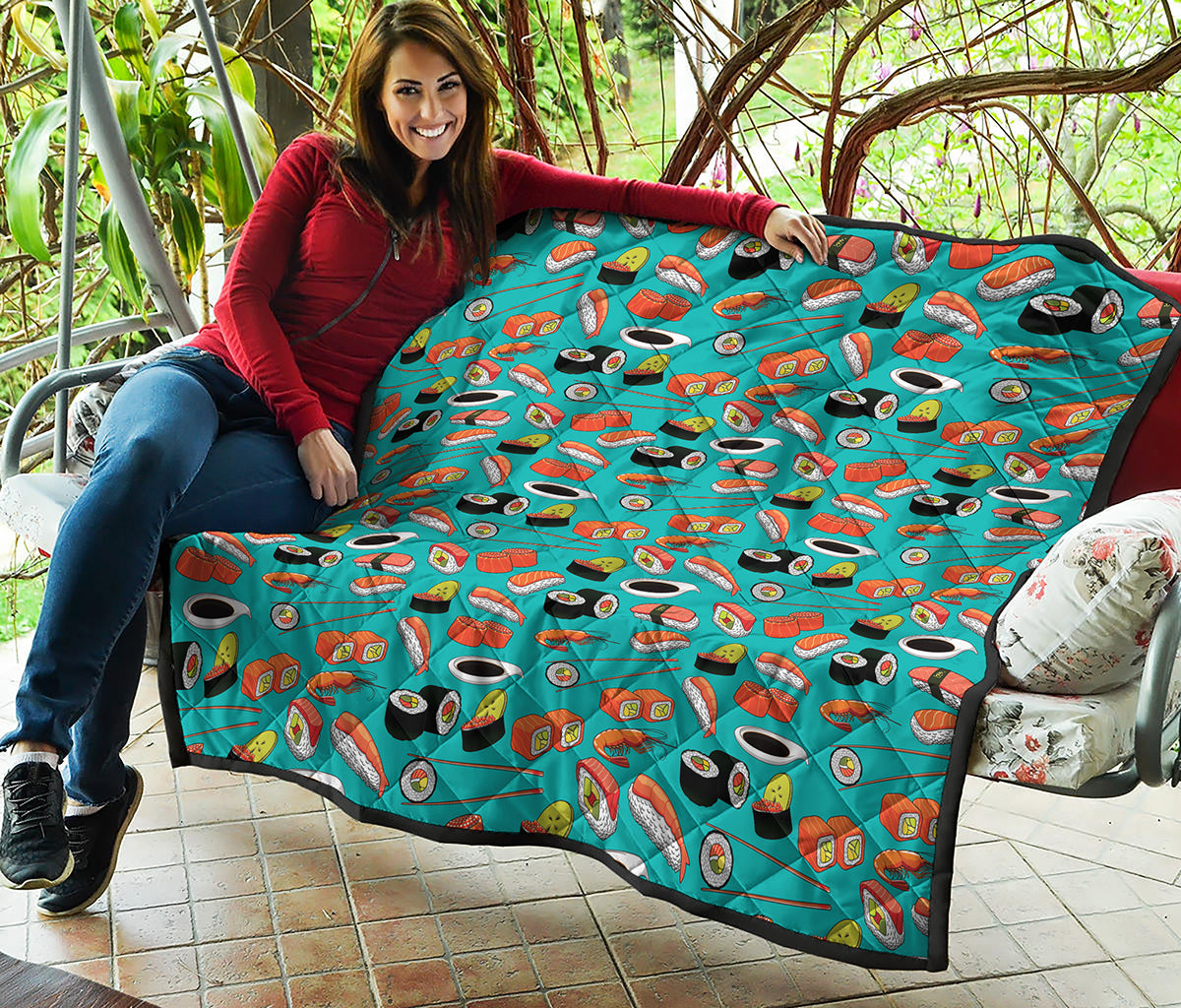 Japanese Sushi And Rolls Pattern Print Quilt