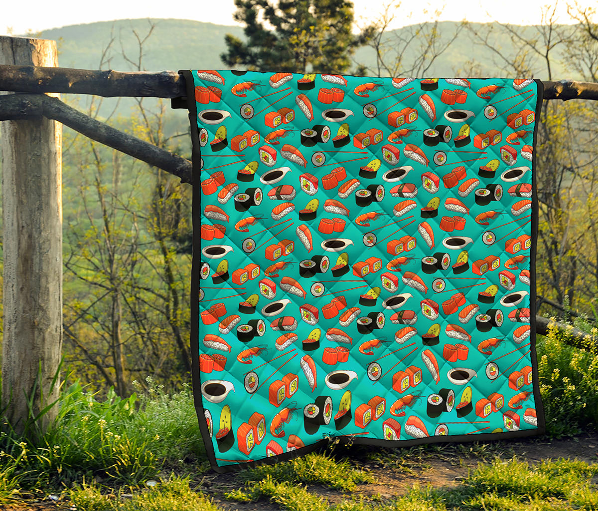 Japanese Sushi And Rolls Pattern Print Quilt