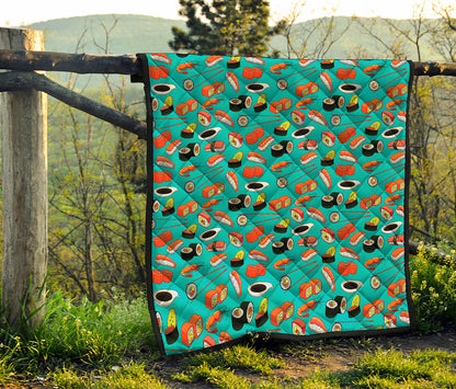 Japanese Sushi And Rolls Pattern Print Quilt
