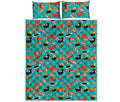 Japanese Sushi And Rolls Pattern Print Quilt Bed Set