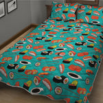 Japanese Sushi And Rolls Pattern Print Quilt Bed Set