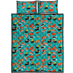 Japanese Sushi And Rolls Pattern Print Quilt Bed Set