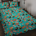 Japanese Sushi And Rolls Pattern Print Quilt Bed Set
