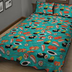Japanese Sushi And Rolls Pattern Print Quilt Bed Set