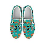 Japanese Sushi And Rolls Pattern Print White Slip On Shoes