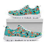 Japanese Sushi And Rolls Pattern Print White Sneakers