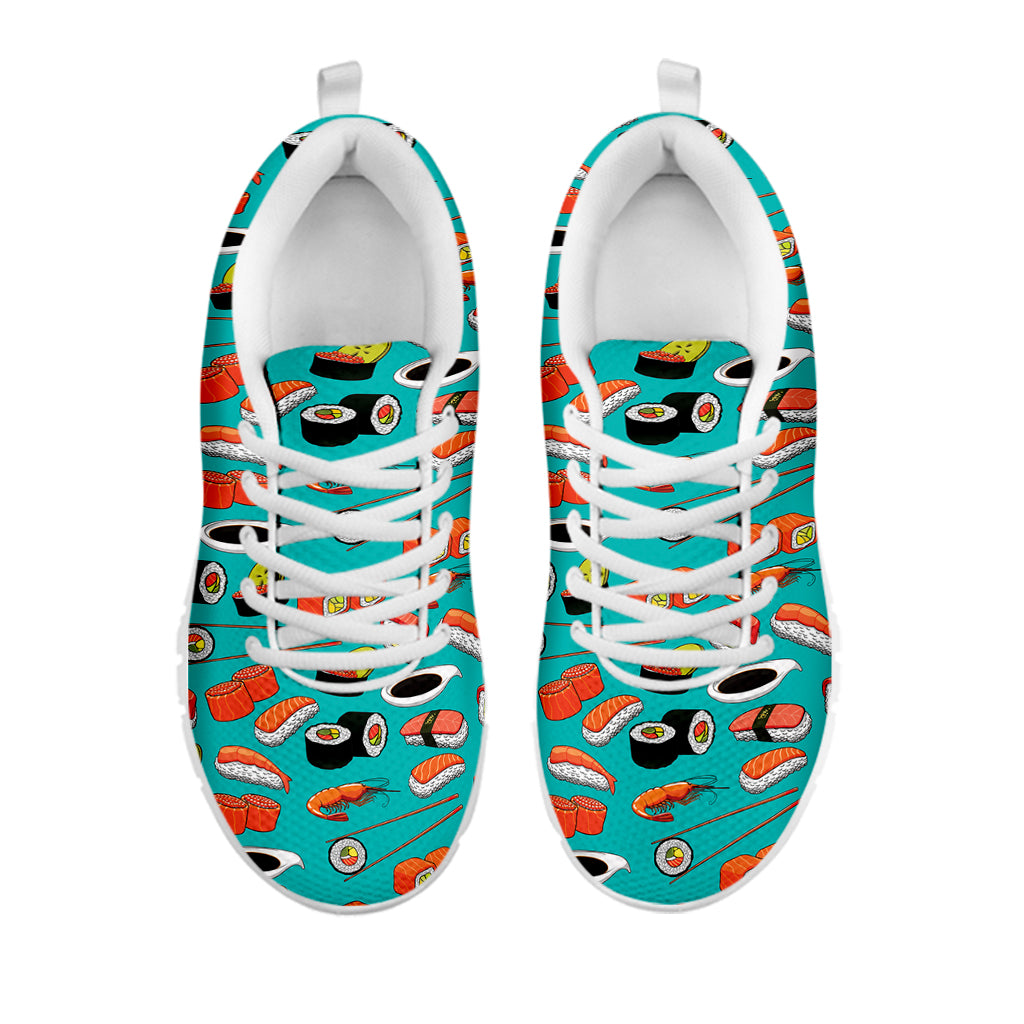 Japanese Sushi And Rolls Pattern Print White Sneakers