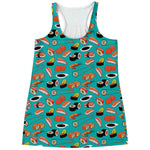 Japanese Sushi And Rolls Pattern Print Women's Racerback Tank Top