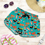 Japanese Sushi And Rolls Pattern Print Women's Shorts