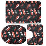 Japanese Sushi Pattern Print 3 Piece Bath Mat Set