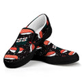 Japanese Sushi Pattern Print Black Slip On Sneakers