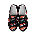 Japanese Sushi Pattern Print Black Slip On Shoes