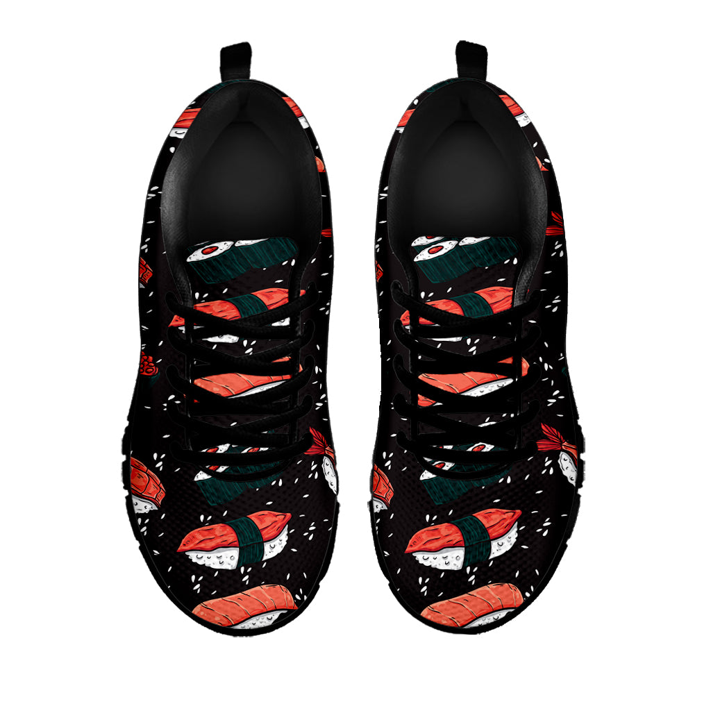 Japanese Sushi Pattern Print Black Sneakers
