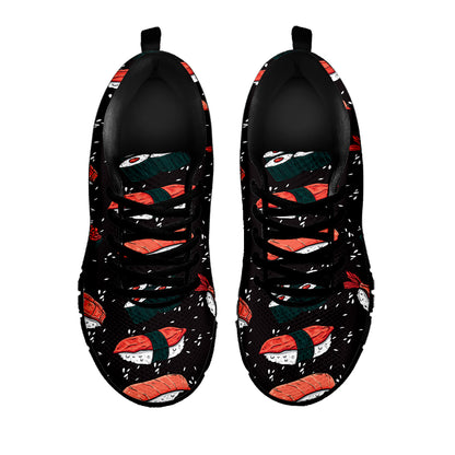 Japanese Sushi Pattern Print Black Sneakers