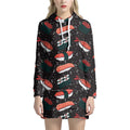 Japanese Sushi Pattern Print Pullover Hoodie Dress