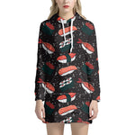 Japanese Sushi Pattern Print Hoodie Dress