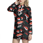 Japanese Sushi Pattern Print Hoodie Dress