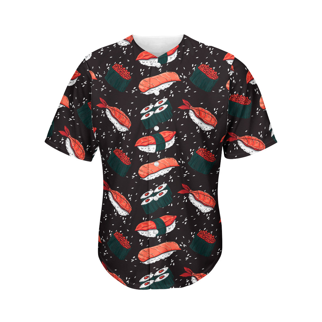 Japanese Sushi Pattern Print Men's Baseball Jersey
