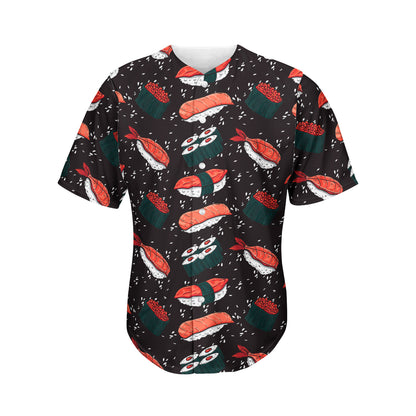 Japanese Sushi Pattern Print Men's Baseball Jersey