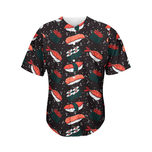 Japanese Sushi Pattern Print Men's Baseball Jersey