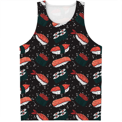 Japanese Sushi Pattern Print Men's Tank Top