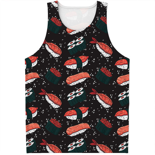 Japanese Sushi Pattern Print Men's Tank Top