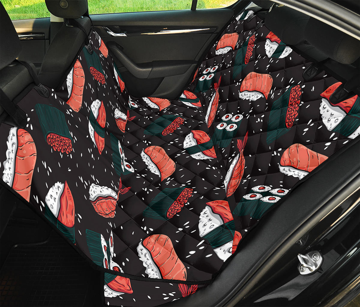 Japanese Sushi Pattern Print Pet Car Back Seat Cover