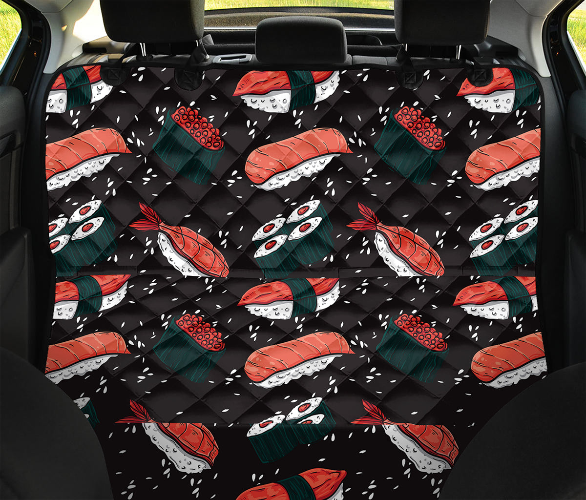 Japanese Sushi Pattern Print Pet Car Back Seat Cover
