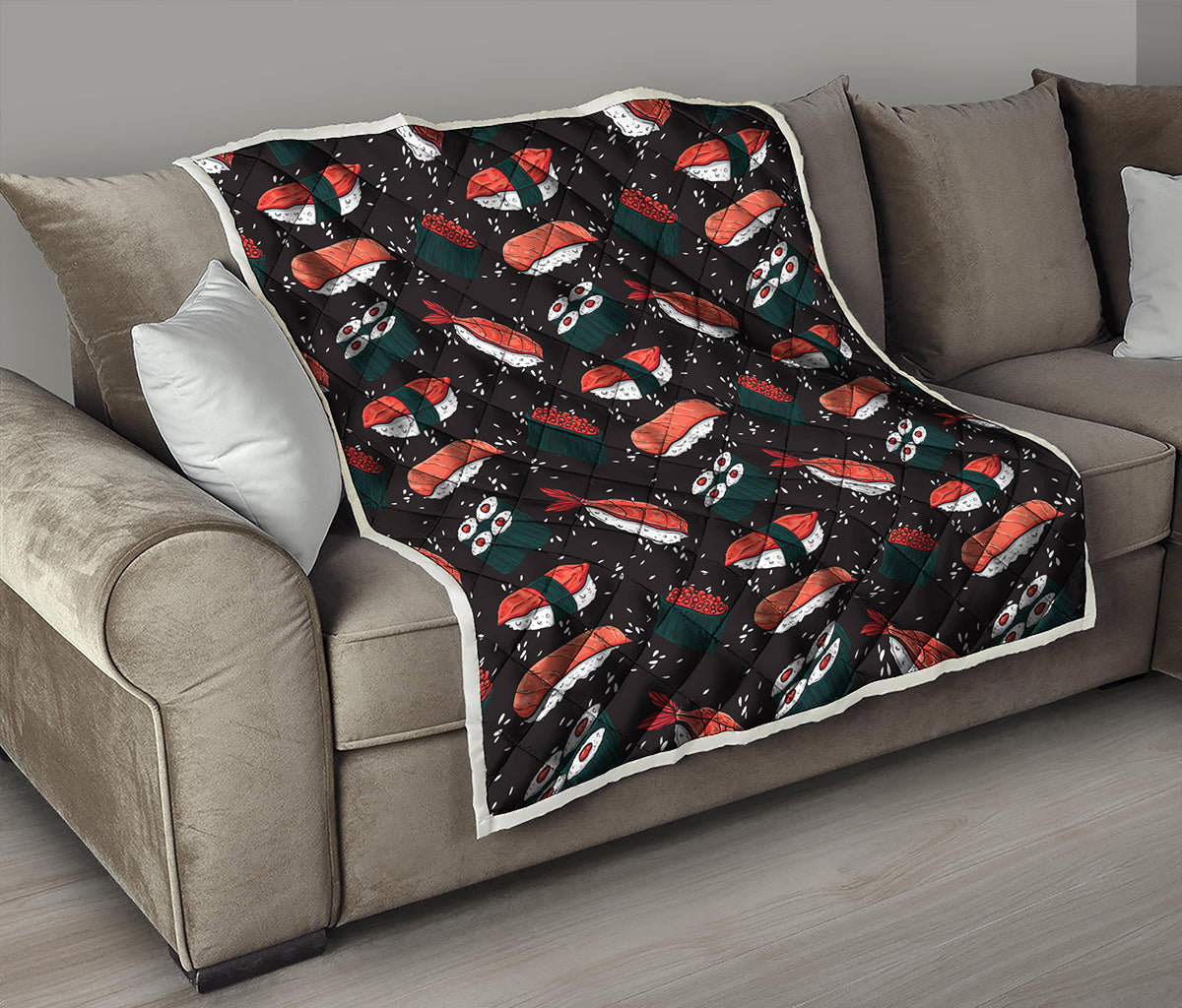 Japanese Sushi Pattern Print Quilt