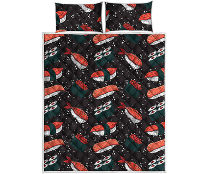 Japanese Sushi Pattern Print Quilt Bed Set