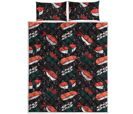 Japanese Sushi Pattern Print Quilt Bed Set