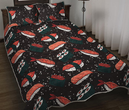 Japanese Sushi Pattern Print Quilt Bed Set