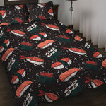 Japanese Sushi Pattern Print Quilt Bed Set