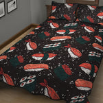 Japanese Sushi Pattern Print Quilt Bed Set