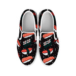 Japanese Sushi Pattern Print White Slip On Shoes
