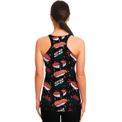 Japanese Sushi Pattern Print Women's Racerback Tank Top