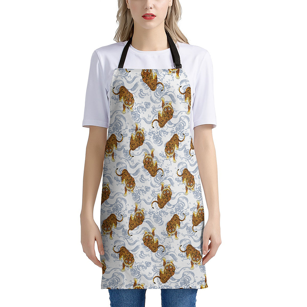 Japanese Tiger Pattern Print Apron