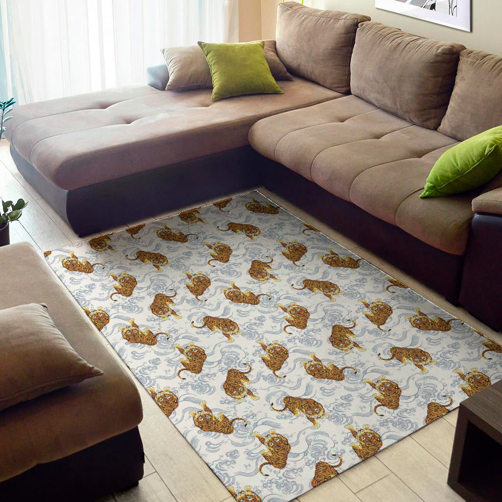 Japanese Tiger Pattern Print Area Rug