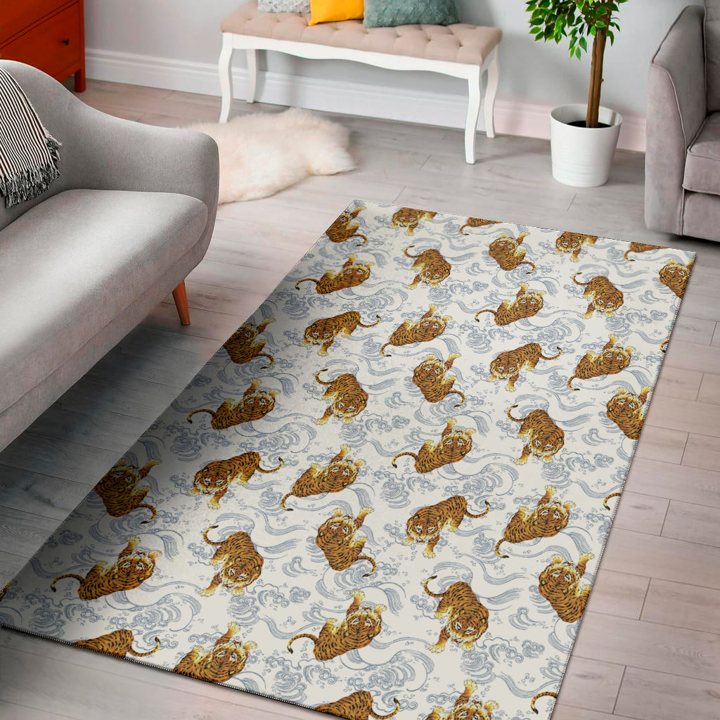 Japanese Tiger Pattern Print Area Rug