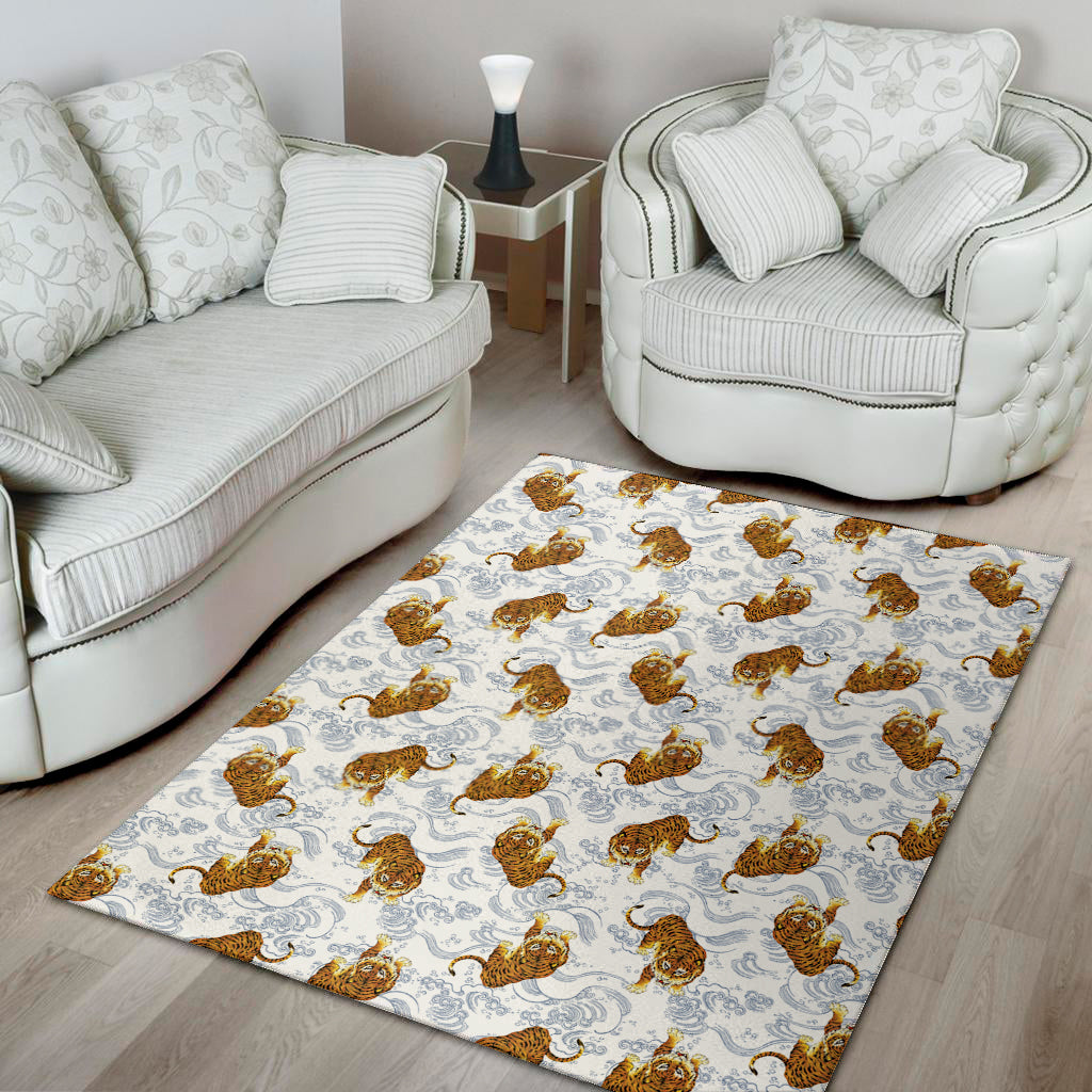 Japanese Tiger Pattern Print Area Rug